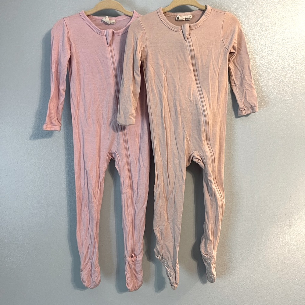 Two used Kyte BABY zippered footies 12-18 months
